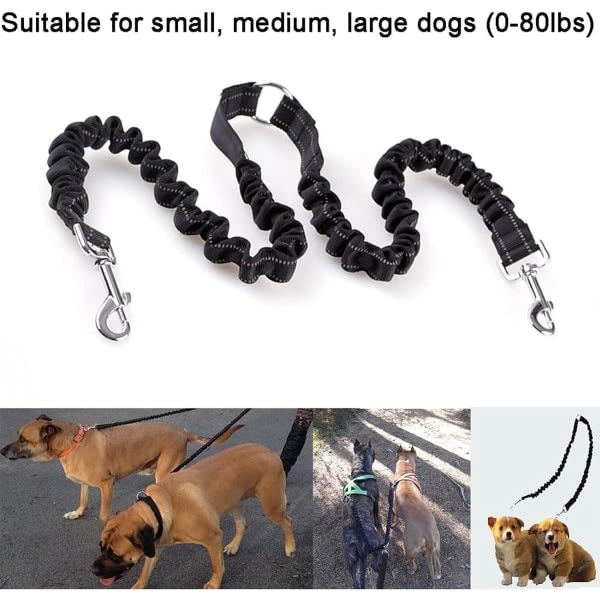 Double leash for dogs or pets Reflective elastic material - 360°