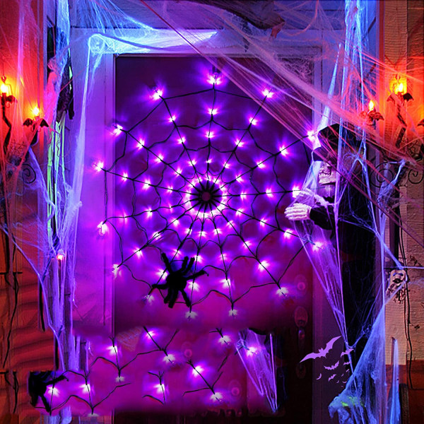Halloween Spider Web Fairy Lights Lila LED Fairy Lights för Halloween Halloween dekorationsljus Halloween dekoration Fairy Lights Belysning