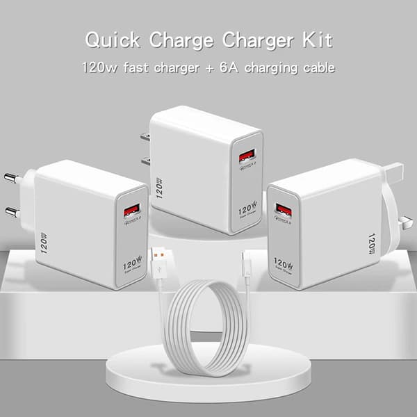 120W hurtigladende USB-lader, hvit White EU