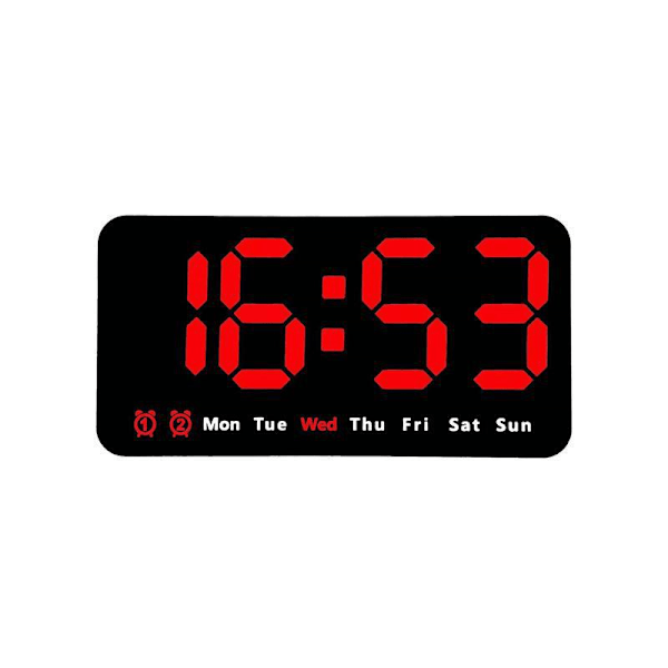 Digital väggklocka, 9 tum LED digitalklocka med 12/24h, stora siffror, liten tyst väggklocka red light