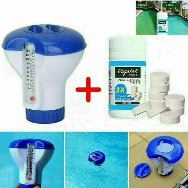 100g Tabletter Svømmebassin rengøringstablet Flydende klor Hot Tub kemisk dispenser