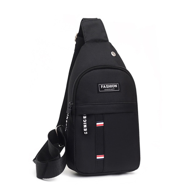 Menn Small Crossbody Skuldervesker med Hodetelefonhull Bryst Bag Pack Sling Handbag Outdoor Travel Sport Black