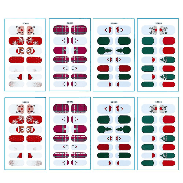 Jule negl wraps søte gel negl klistremerker lim manikyr (Stil 4)