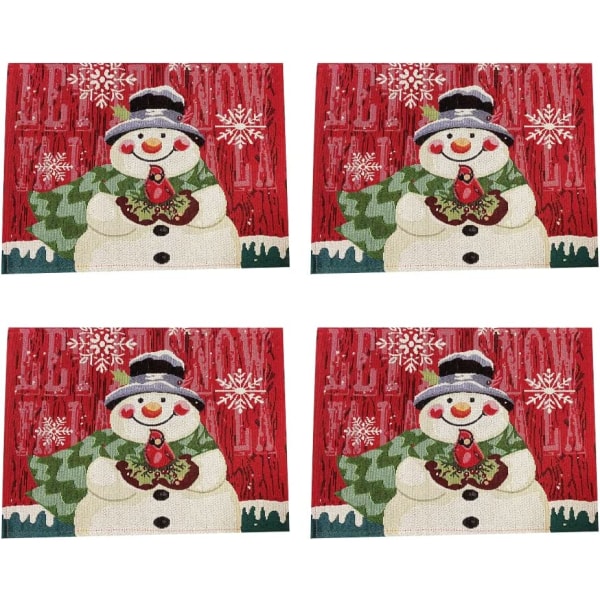 4 stk jule dækkeservietter coasters snemænd print tema