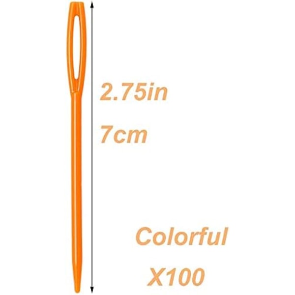 Muoviset ompeluneulat, 100 kappaletta 7 cm:n neulepuikkoja lapsille_xx