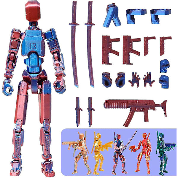 T13 Actionfigur, Titan 13 Actionfigur 3D Titans Figur, 3D-trykt Actionfigur Nova 13 Actionfigur, Multi-leddede Actionfigurer Red blue