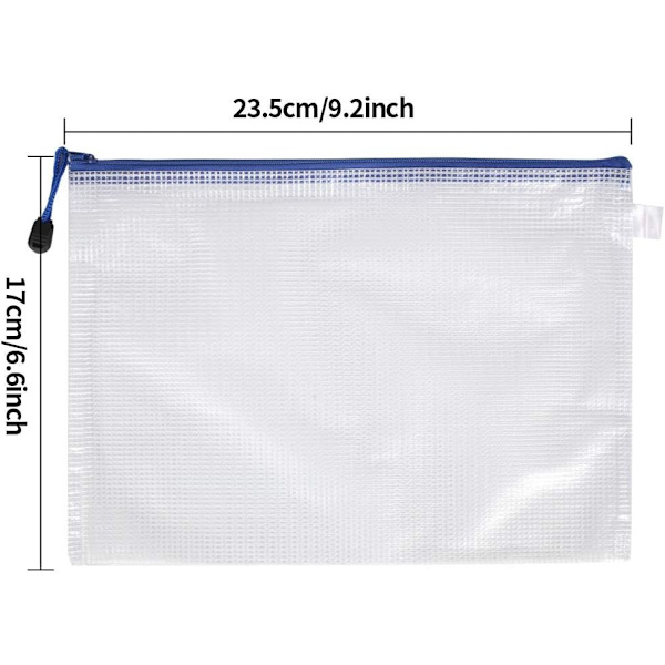 10 stk A5 Plastlommer, Glidelåsposer A5 Mesh Dokumentmapper for Filoppbevaring, Skole