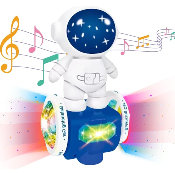 Robot Dansende Leke-Astronautbil Elektrisk, 360° Snurr Interaktiv, Musikk og Lys, Bursdagsgave Gutter og Jenter, Hindringsoppdagelse