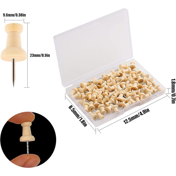 Trä Pushpins Kartmarkör Pushpins 100st