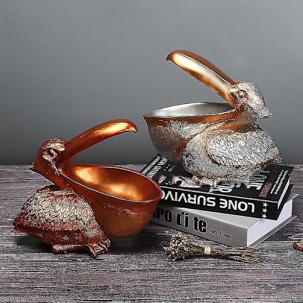 Toucan Nøgle Opbevaring Figur Pelican Statue Opbevaringskurv Dyr Fugle Form--bronze