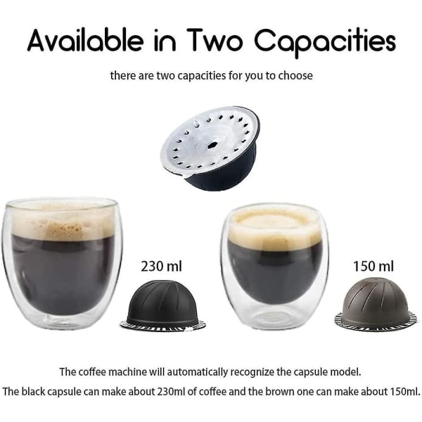 5 st återanvändbara Vertuo-pods, påfyllningsbara kaffekapslar (brun 150 ml, 5)
