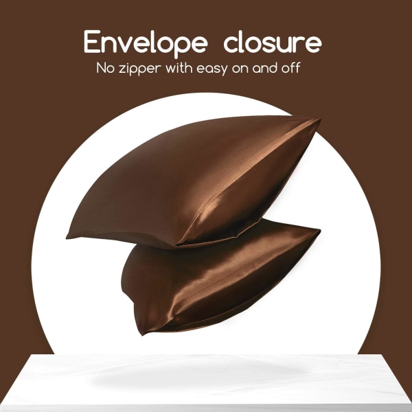 2-pack örngott i siden satin (utan fyllning) Choklad Chocolate 50X66cm