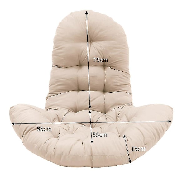 Hängande Äggstol Tjock Sittdyna Gungstol Kudde, Beige LÅNG Beige