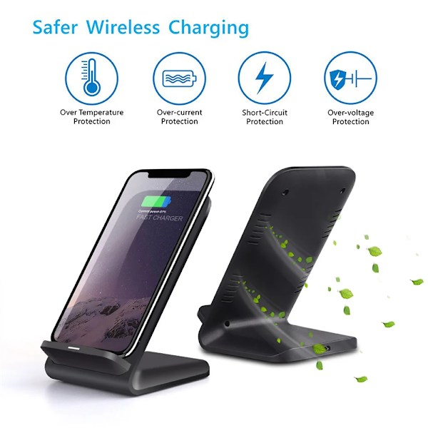 30W Snabbladdare för Trådlös Laddning för Samsung S24 S23 S22 S21 Snabbladdningsställ för iPhone 15 14 13 12 11 Pro Max XS XR X 8 Xiaomi 14 Black