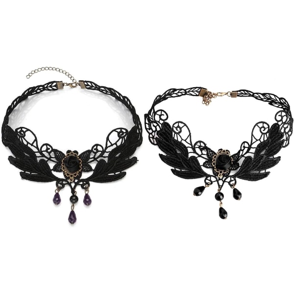 Gotiske smykker kvinners halskjede akryl blonder blonder krage vintage halskjede