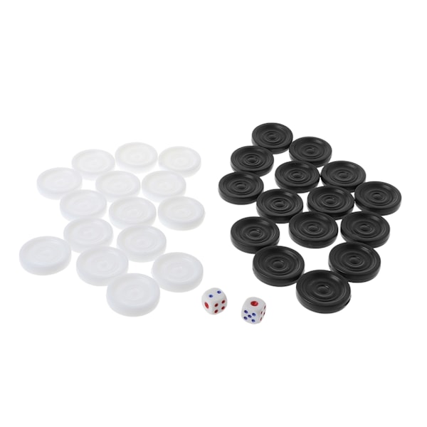 32 Stykker Plast Internasjonalt Svart Hvit Sjakk Backgammon Brikke Brikker Sett For Barn Barnelek 0.09 28mm