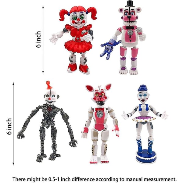 5 stk./sett Five Nights at Freddy's spillfigurer Fnaf Funtime Freddy Foxy Sister Place Lightening Action Figures