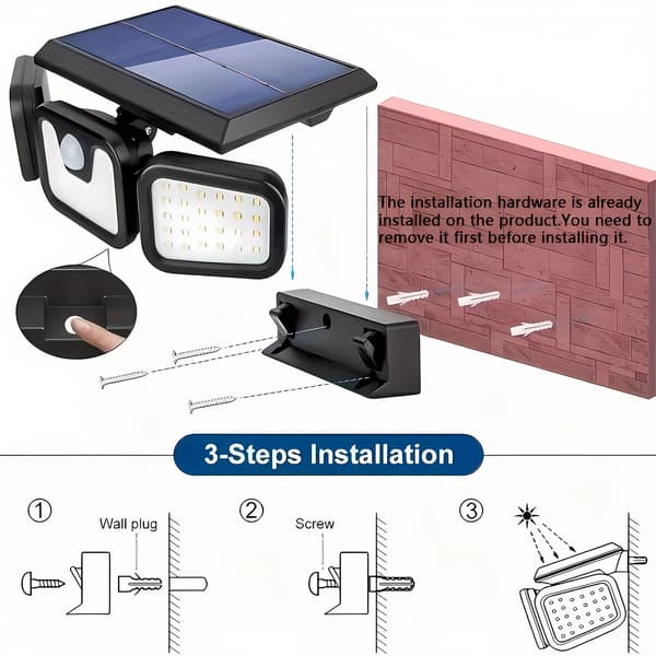 74 LED Solar Bevægelsessensor Lys 3 Lysstyrketilstande Udendørs Væglamper til Hoveddør Induction light source