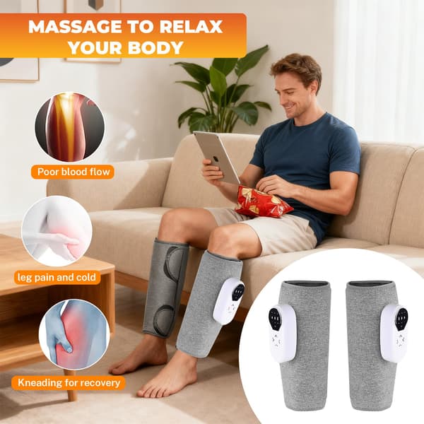 2 par benmassageapparat med kompression trådløs lægmassager med varmefunktion 3 varmeindstillinger 45-60 grader 3 massagetilstande