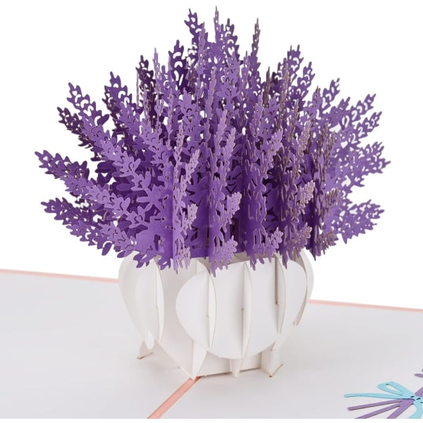Pop Up Lavendelkort, 3D-hälsningskort för mors dag, Tänker på dig, tack, alla tillfällen-för Man Kvinna Hustru Make Flickvän Pojkvän