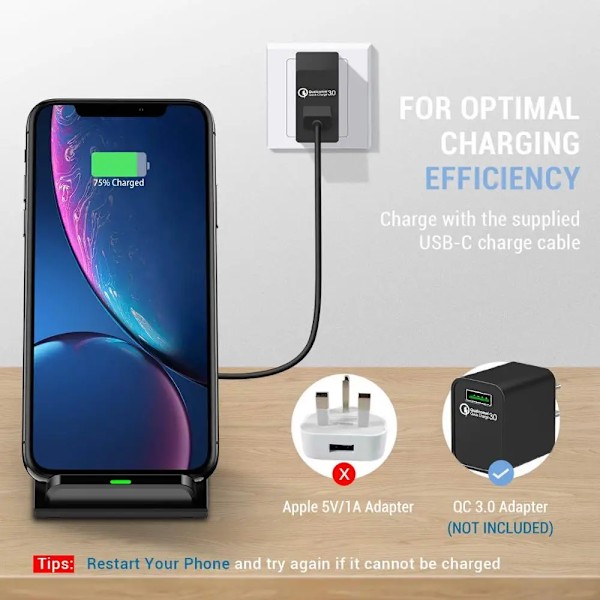 30W Snabbladdare för Trådlös Laddning för Samsung S24 S23 S22 S21 Snabbladdningsställ för iPhone 15 14 13 12 11 Pro Max XS XR X 8 Xiaomi 14 Black