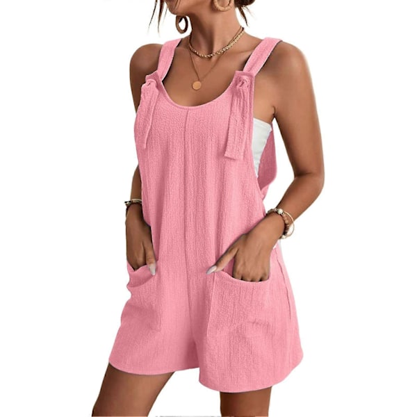 Solid Overalls Løse Shorts Jumpsuit Personlig Kul Stil Hudvennlige Shorts For Daglig Bruk Ferie Shopping Lett Rosa_xx Light Pink XL