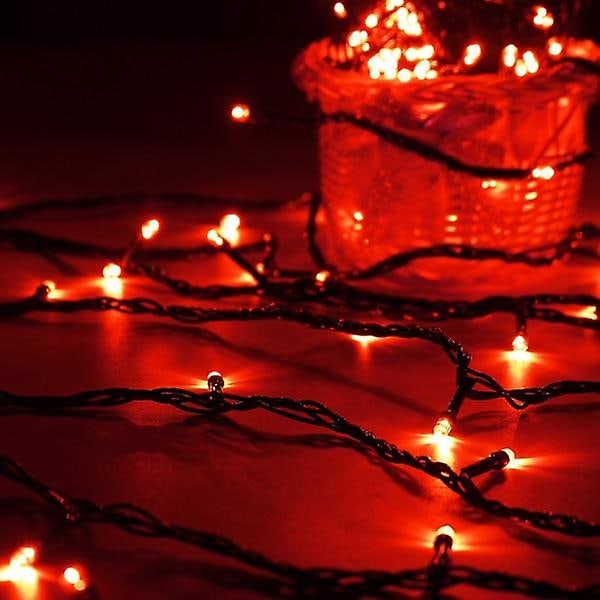 10M 100 LED Lyslenke - Utendørs Jul, Høytid, Bryllup Festlys, 220v Red