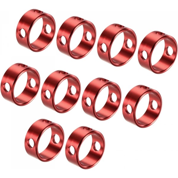 Ringtau Spannstraffer Aluminium 4,5mm 3 Loch Zelttau Einsteller für Outdoor Camping Baldachin Reisen Rot 10er Pack