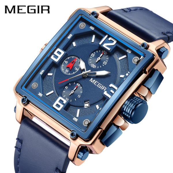 MEGIR huippumerkkien miesten kellot Vedenpitävä watch Luminous Chronograph Päivämääräkalenteri Miesten watch Reloj Hombre RoseBlue