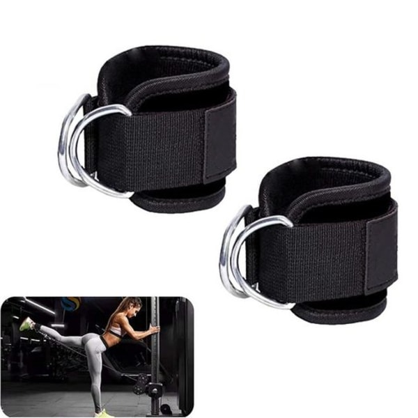 Fotstropper kabeltrekk med D-ringer, polstrede ankelstropper, gym, 2 stk