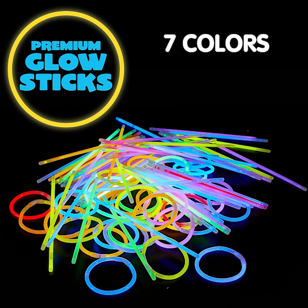 100 stk Glow Sticks Bulk 20cm Glowsticks, Glow Stick Armbånd Halskjeder, Glow in the Dark Tilbehør, Påske, Jul, Halloween