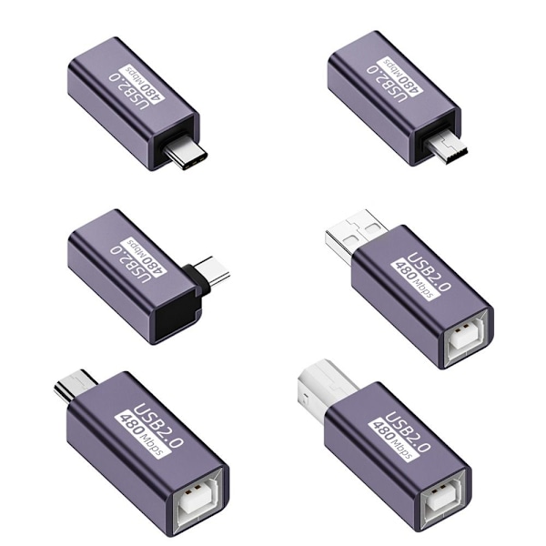 USB-B til Type-C Konverter MIDI Adapter USB-B TIL USB-C ALBU USB-B to USB-C Elbow USB-B to USB-C Elbow
