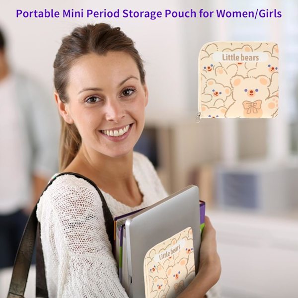 4-pack Sanitetsbindpåse, Bärbar Menstruationsväska Söt Cartoon Tampongpåsar