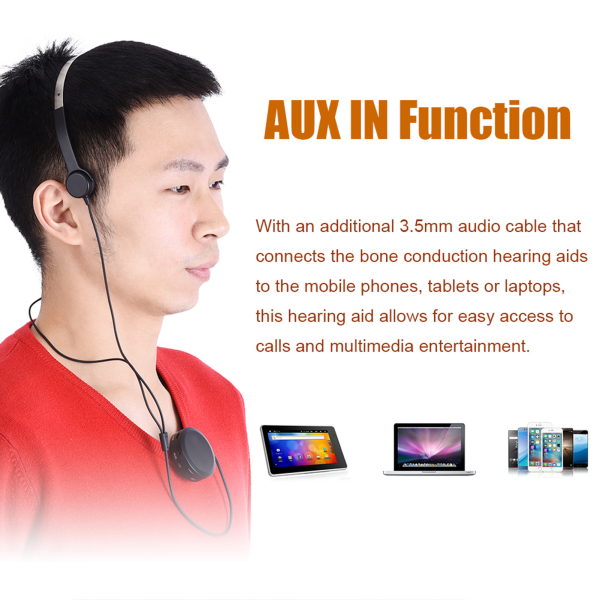 Benledningshodesett Høreapparater Hodetelefoner Audiphone AUX IN for hørselsvansker