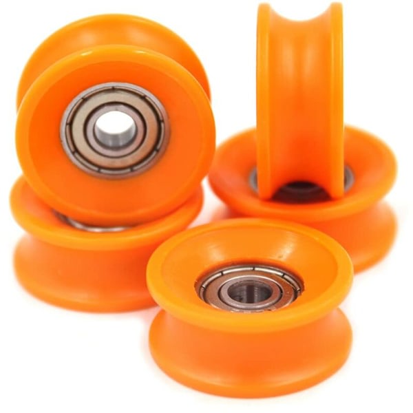 5-pakning 6 x 30 x 13 mm kulelagerremskive med U-spor - Oransje