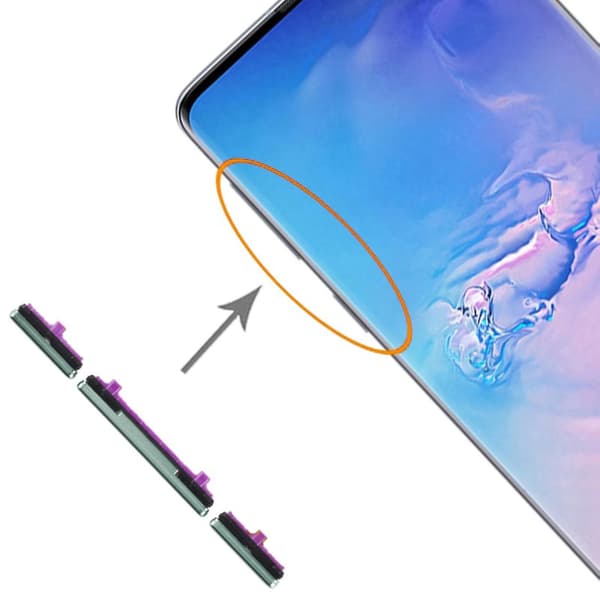 Ersättningsset för volymknapp och strömknapp för Samsung Galaxy S10 Silver