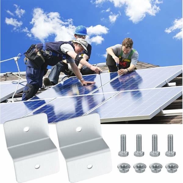 4 kpl aurinkopaneelin Z-kannatin, Z-asennuskannattimet, aurinkopaneelin alumiinikannatin muttereilla ja pulteilla Z-kiinnikkeiden kiinnitykseen kattoveneisiin, ladacea