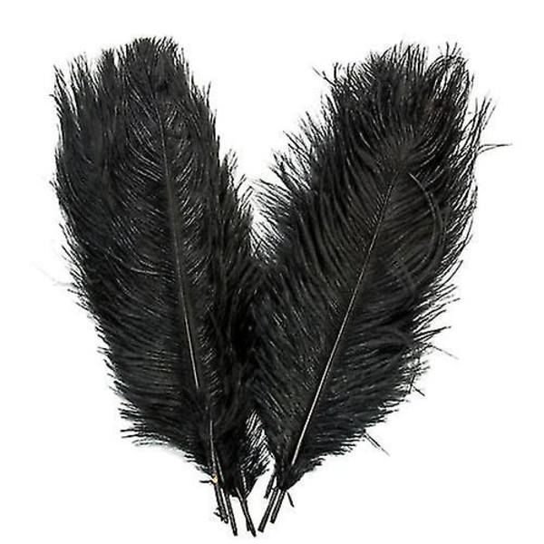 1~50 pakke 30-35 cm Store Strutsfjer Plym Håndværk Bryllupsfest Dekorationer Sort Black 30pcs