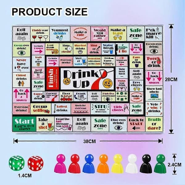 Tipsy-Land Drinking Game Fun Interactive Board Game for Adults 2pcs