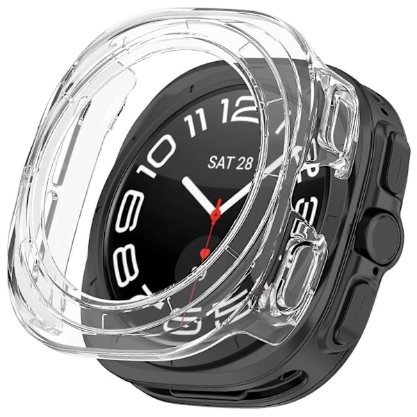 Hard PC-deksel for Samsung Galaxy Watch Ultra 47mm, Halvbeskyttende Armbåndsdeksel Transparent