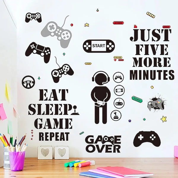 Cool Gamer Wall Decal Game Room Drenge Wall Decal Gamer Doodle Lounge Wall Sticker Game Controller