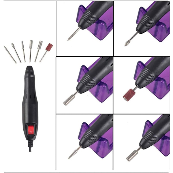 Elektrisk nagelfil med 12 tillbehör för slipning/polering grey