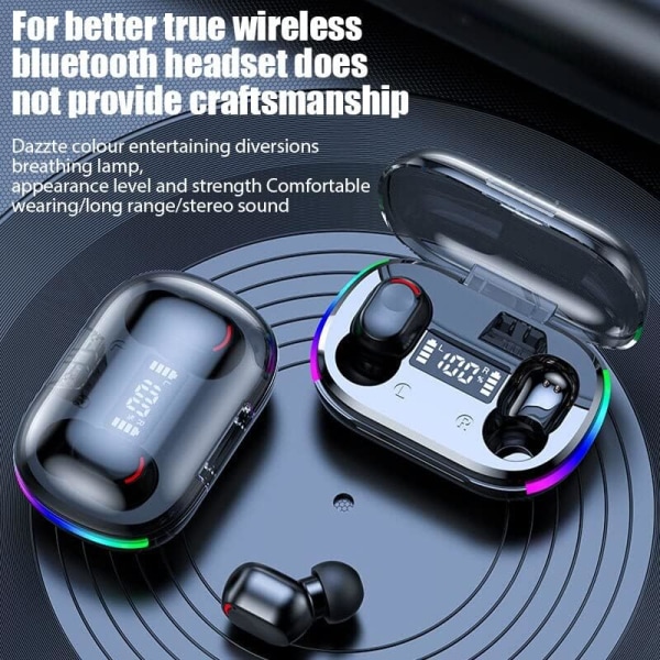 Trådløse ørepropper, HiFi digital LED-skjerm Stereo gaming ørepropper Bluetooth-hodetelefoner