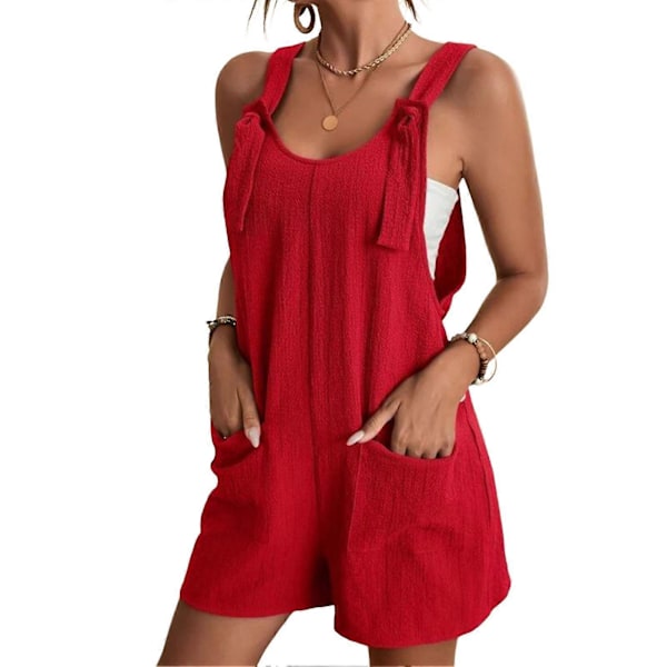 Solid Overalls Løse Shorts Jumpsuit Personlig Kul Stil Hudvennlige Shorts For Daglig Bruk Ferie Shopping Rød_xx Red M