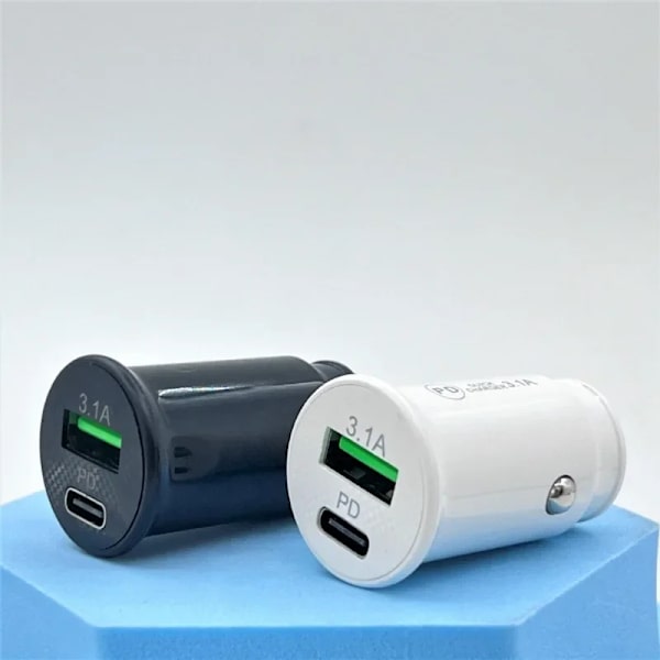 USB-billadapter til hurtig opladning i bilen 3.1A 1 stk. til Samsung Huawei Mate 60 iPhone 15 Plus Xiaomi Type C white