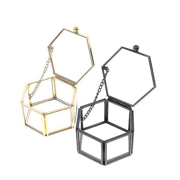Geometrisk glas smyckeskrin Smycken Organisera Hållare Ring Box Smycken förvaring