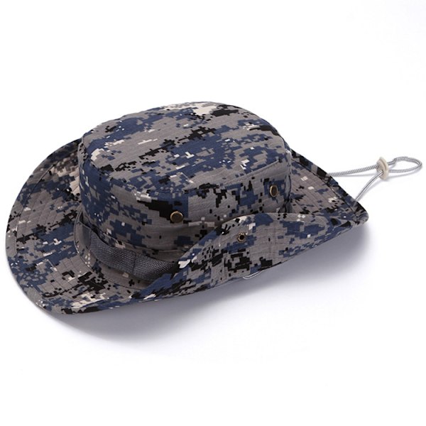 Sininen Camouflage-lippis, leveälierinen aurinkohattu ulkoiluun, klassinen taistelutyyli