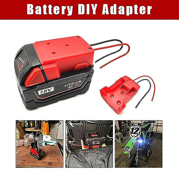 Batteriadapter til Milwaukee M18 Xc 18v til Dock Power 2 ledninger Output Diy