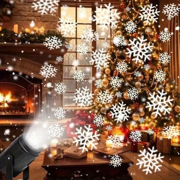 Julelysprojektor med snøfnuggmønster | 270° vidvinkel LED-belysning | Ideell for juledekorasjon Snowflake pattern