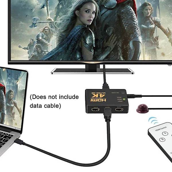 HDMI switch 4k, intelligent 5-port HDMI switch, splitter, understøtter 4k